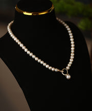 Classy White Sterling Silver Alloy Pearl Beading Pendant Necklace