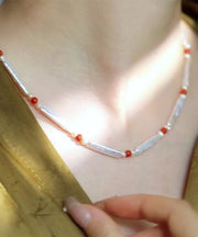 Classy White Sterling Silver Overgild Pearl Agate Princess Necklace