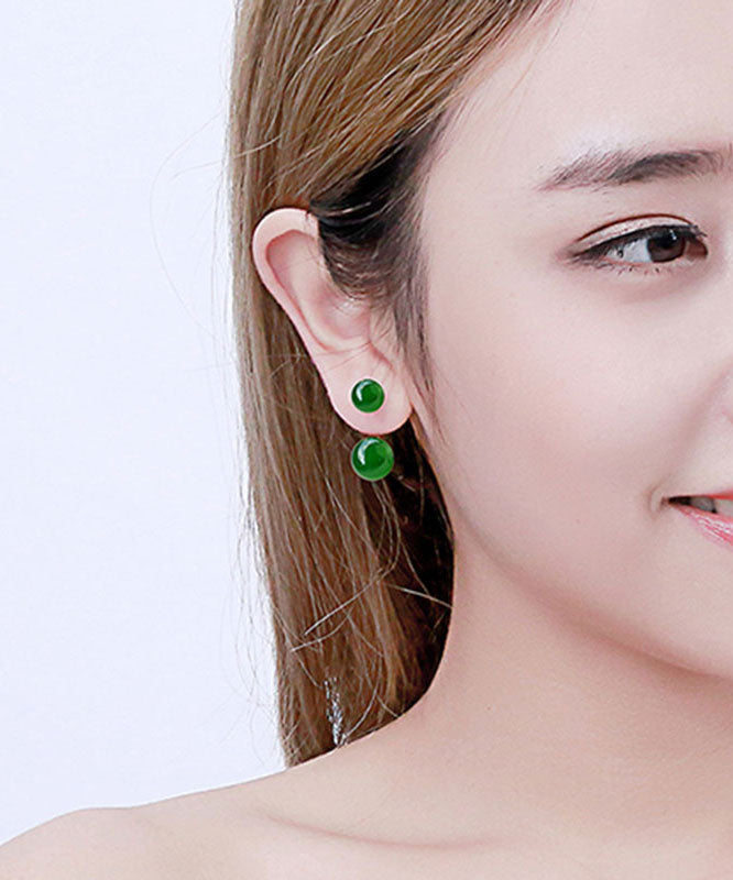 Classy Green Sterling Sliver Inlaid Zircon Hoop Earrings