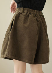 Coffee Button High Waist Cozy Corduroy Shorts