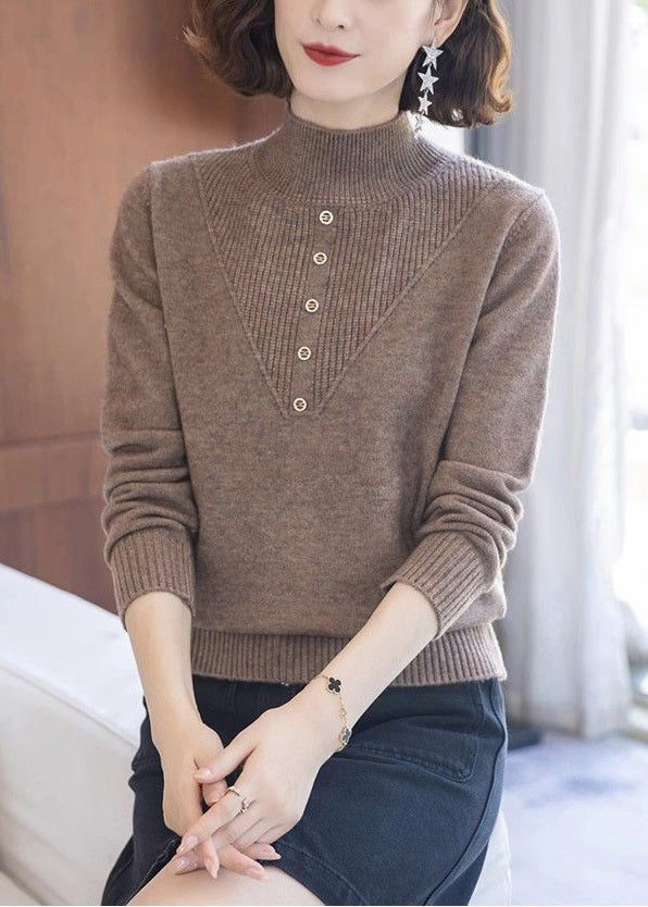 Coffee Cozy Knit Wool Knit Sweaters Turtleneck Spring