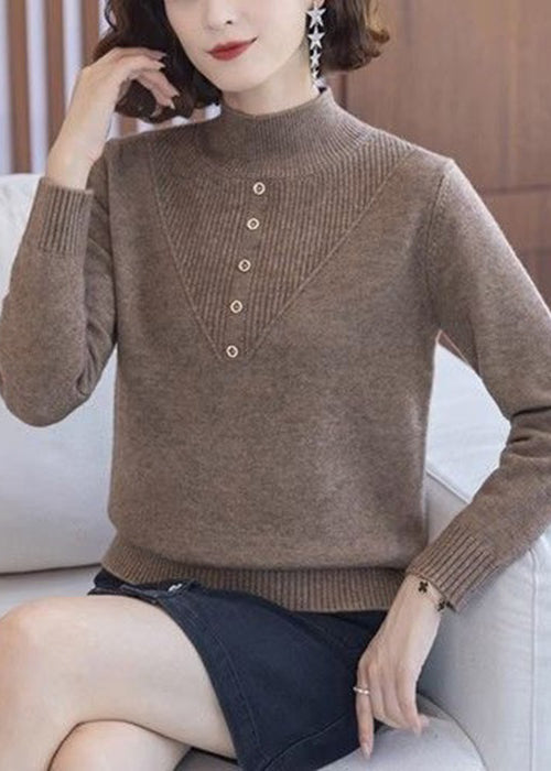 Coffee Cozy Knit Wool Knit Sweaters Turtleneck Spring