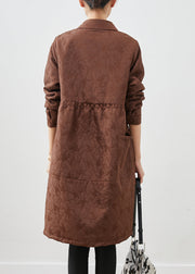 Coffee Patchwork Fine Cotton Filled Coats Oversized Jacquard Winter