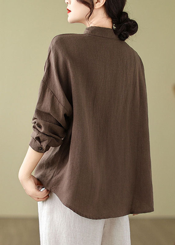 Coffee Peter Pan Collar Cozy Shirts Fall