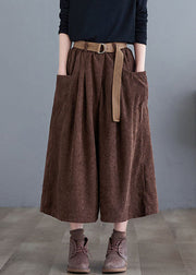 Coffee Pockets Corduroy Crop Pants Skirt Fall