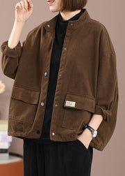 Chocolate Pockets Patchwork Denim Coats Long Sleeve