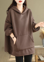 Coffee Pockets Warm Fleece Sweatshirt Hooded Plus Size Winter