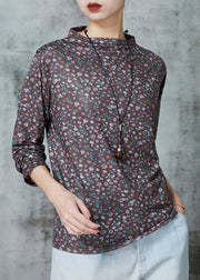 Coffee Print Comfortable Cotton Shirt Tops Spring