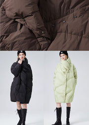 Chocolate Thick Duck Down Puffers Jackets Oversized Turn-down Collar Winter