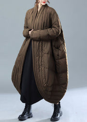 Chocolate Warm Duck Down Women Witner Coats Side Open