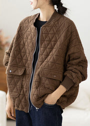 Coffee Zippered Cozy Warm Jacket Long Sleeve