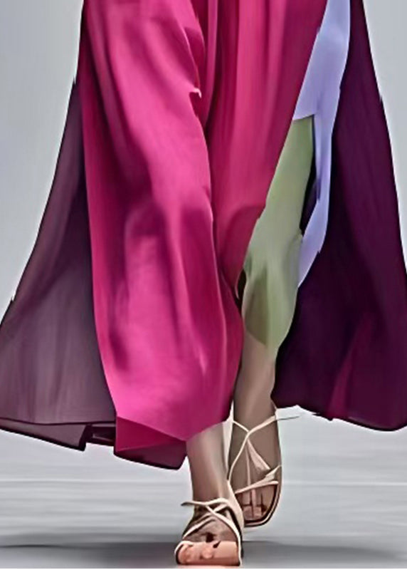 Colorblock Patchwork Cotton Maxi Dresses Oversized Summer