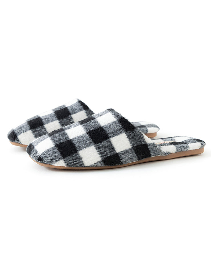 Comfortable Coffee Plaid Cotton Fabric Slippers Shoes