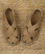 Comfortable Hollow Out Sandals Ginger Cowhide Leather