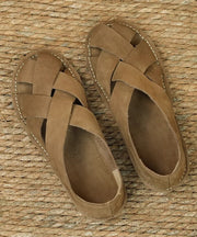 Comfortable Hollow Out Sandals Ginger Cowhide Leather