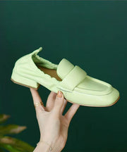 Comfortable Light Green Sheepskin Splicing Flats Shoes