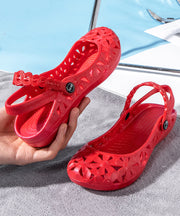 Comfortable Red Buckle Strap Hollow Out Walking Sandals