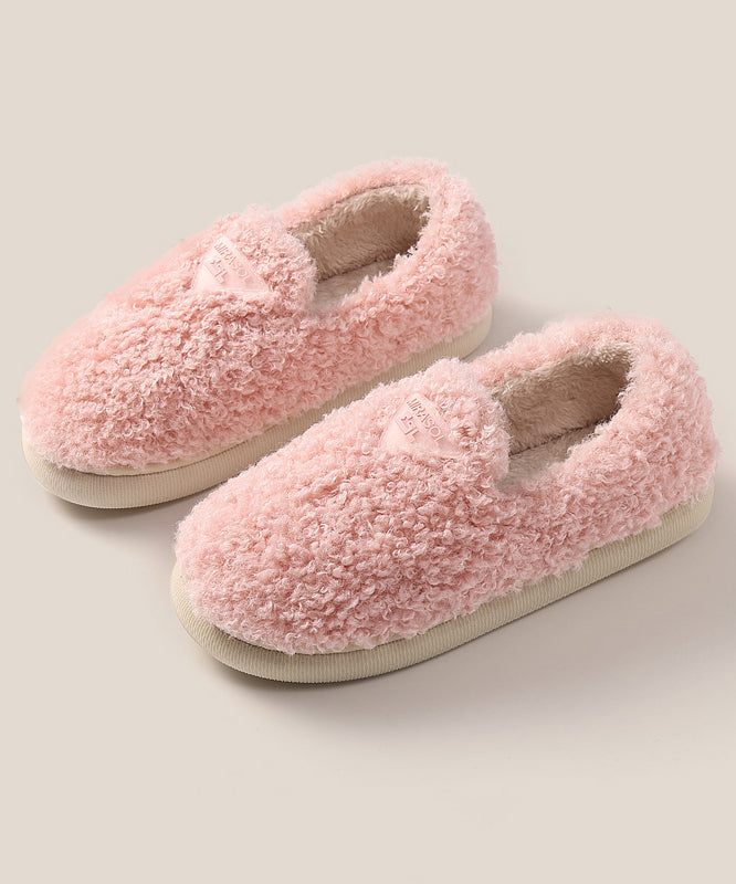 Comfortable Soft Pink Faux Fur Flat Shoes