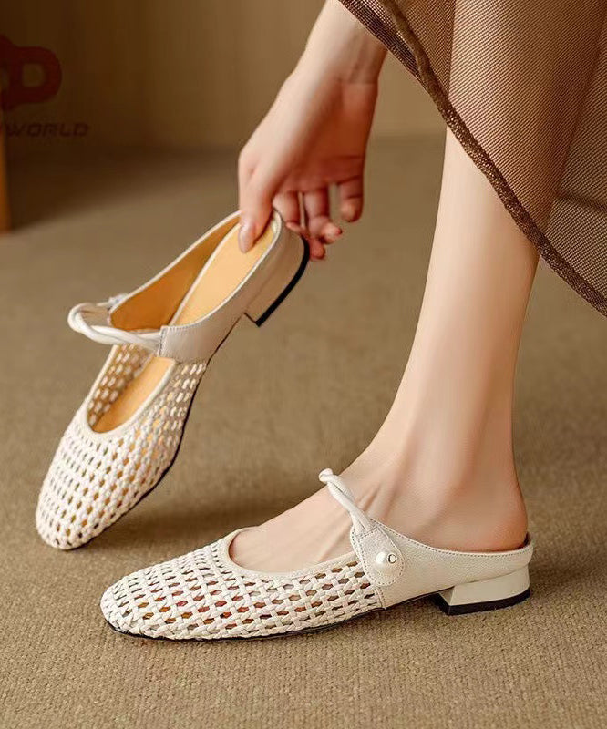 Comfortable Splicing Beige Breathable Mesh Slide Sandals