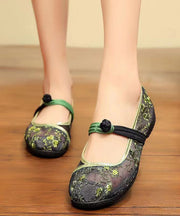 Comfortable Splicing Flat Sandals Green Breathable Mesh Embroidery