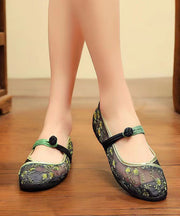 Comfortable Splicing Flat Sandals Green Breathable Mesh Embroidery