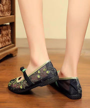 Comfortable Splicing Flat Sandals Green Breathable Mesh Embroidery