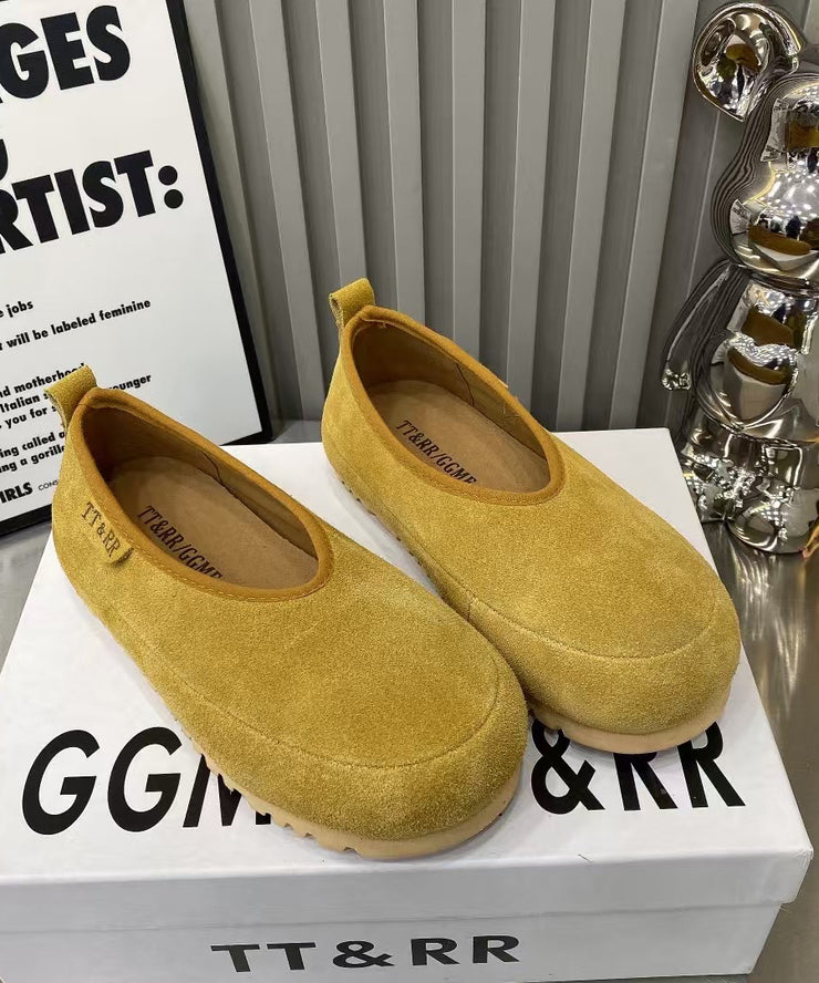 Comfortable Splicing Flat Shoes For Women Yellow Suede