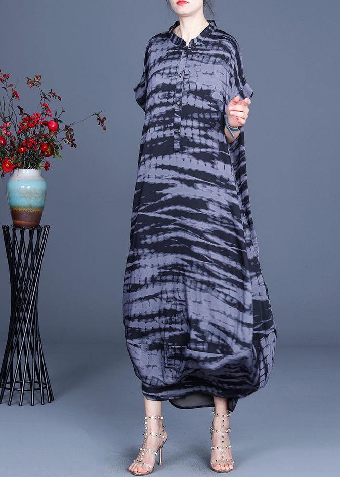 Comfy Black Striped Batwing Sleeve Silk Dress Summer Spring