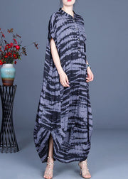 Comfy Black Striped Batwing Sleeve Silk Dress Summer Spring