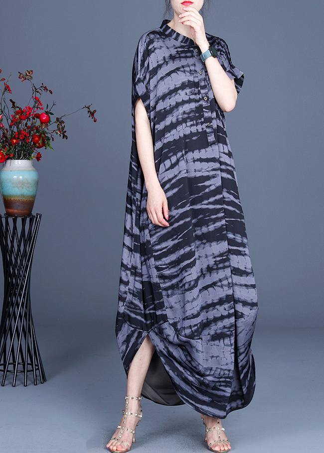 Comfy Black Striped Batwing Sleeve Silk Dress Summer Spring