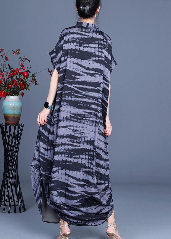 Comfy Black Striped Batwing Sleeve Silk Dress Summer Spring