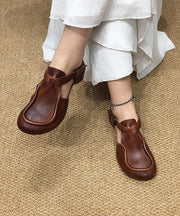 Comfy Dark Brown Splicing Buckle Strap Chunky Sandals