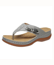 Comfy Grey Beach Flip Flops Faux Leather 2025 Splicing Rivet