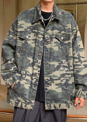 Cool Camouflage Button Pockets Denim Mens Coats Spring