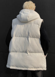 Cool White Hooded Fine Cotton Filled Men Vests Winter