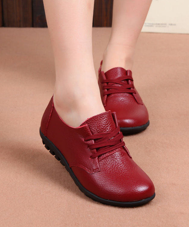 Cowhide Leather Flat Feet Shoes Cross Strap Flat Feet Shoes