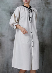 Cute Apricot Silm Fit Cotton Shirt Dress Spring