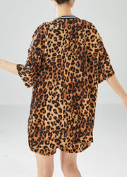 Cute Bear Oversized Leopard Print Chiffon Two Pieces Set Summer