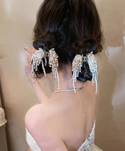 Cute Colorblock Metal Pearl Beading Tassel Hairpin