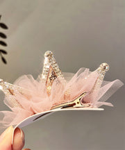 Cute Gold Alloy Tulle Zircon Sequins Crown Kids Hairpin