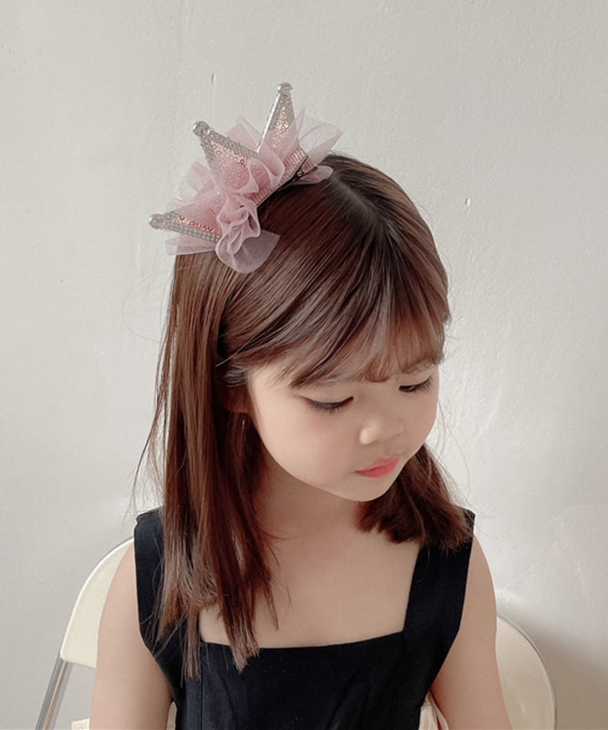 Cute Gold Alloy Tulle Zircon Sequins Crown Kids Hairpin