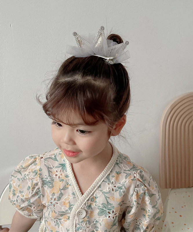 Cute Gold Alloy Tulle Zircon Sequins Crown Kids Hairpin