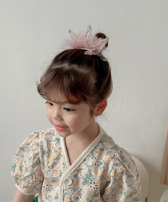 Cute Gold Alloy Tulle Zircon Sequins Crown Kids Hairpin