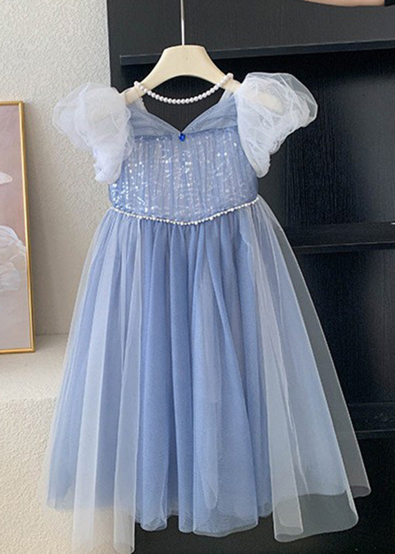 Cute Green Butterfly Tulle Kids Long Dresses Short Sleeve