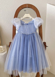 Cute Green Butterfly Tulle Kids Long Dresses Short Sleeve