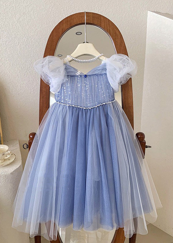 Cute Green Butterfly Tulle Kids Long Dresses Short Sleeve