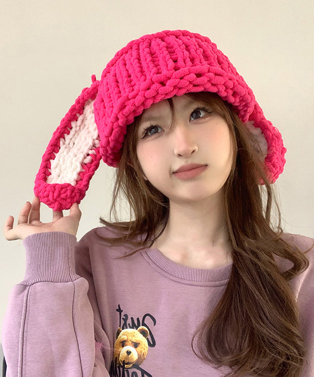 Cute Handmade Rose Warm Knit Bonnie Hat