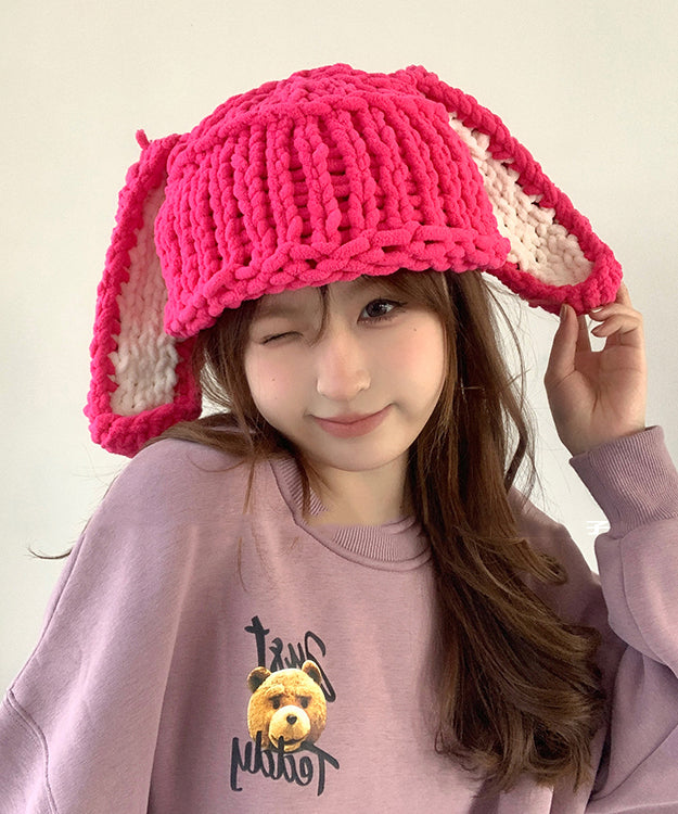 Cute Handmade Rose Warm Knit Bonnie Hat