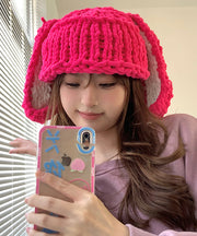 Cute Handmade Rose Warm Knit Bonnie Hat