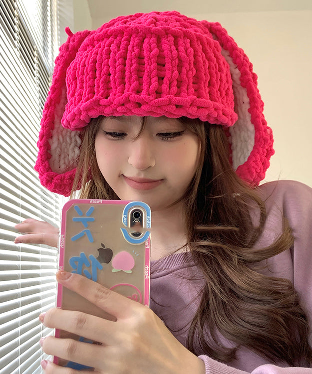 Cute Handmade Rose Warm Knit Bonnie Hat